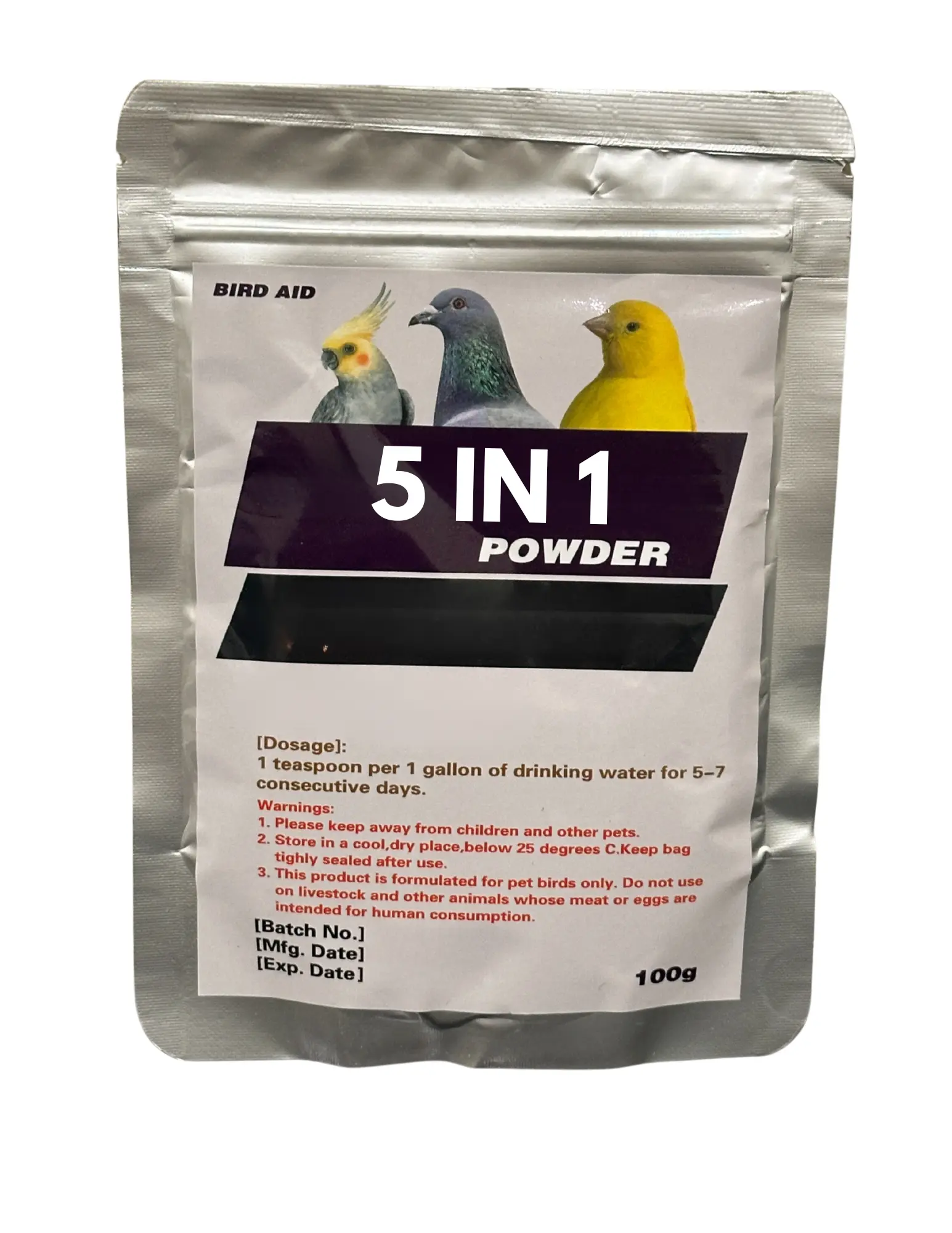 5 in 1 Formula Pigeon Healthcare Supplement, Comprehensive Formula Bird Care Product for Daily Well-Being & Overall Condition Maintenance, Easy Feeding 100g Package