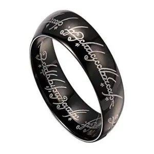 Lord of the Rings Black Tungsten Band with Elvish Script | 8mm