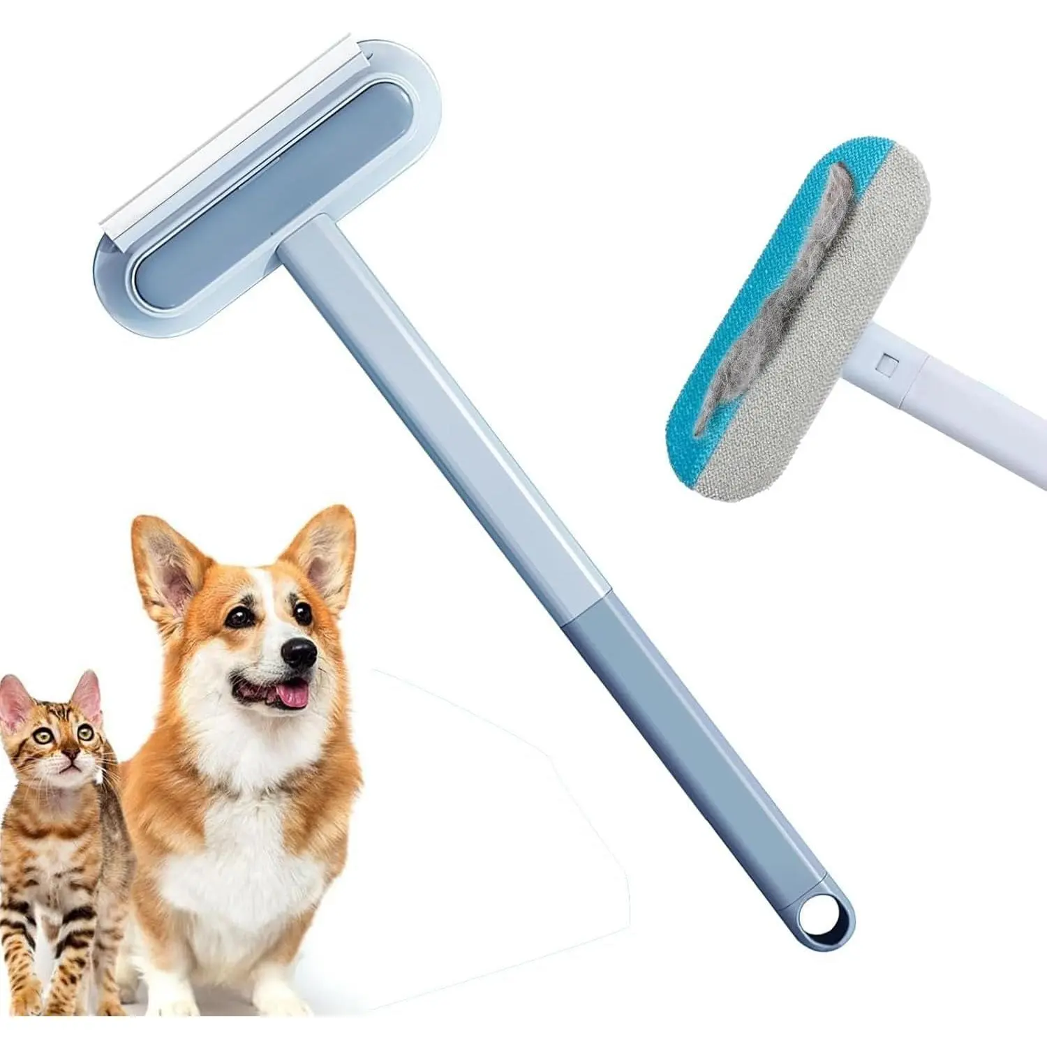 Couch Hair Removal Tool - 4-in-1 Reusable Pet Hair Remover Brush,Multifunctional Long Handle Lint Cleaner for Dogs and Cats,Gentle on Furniture,Washable