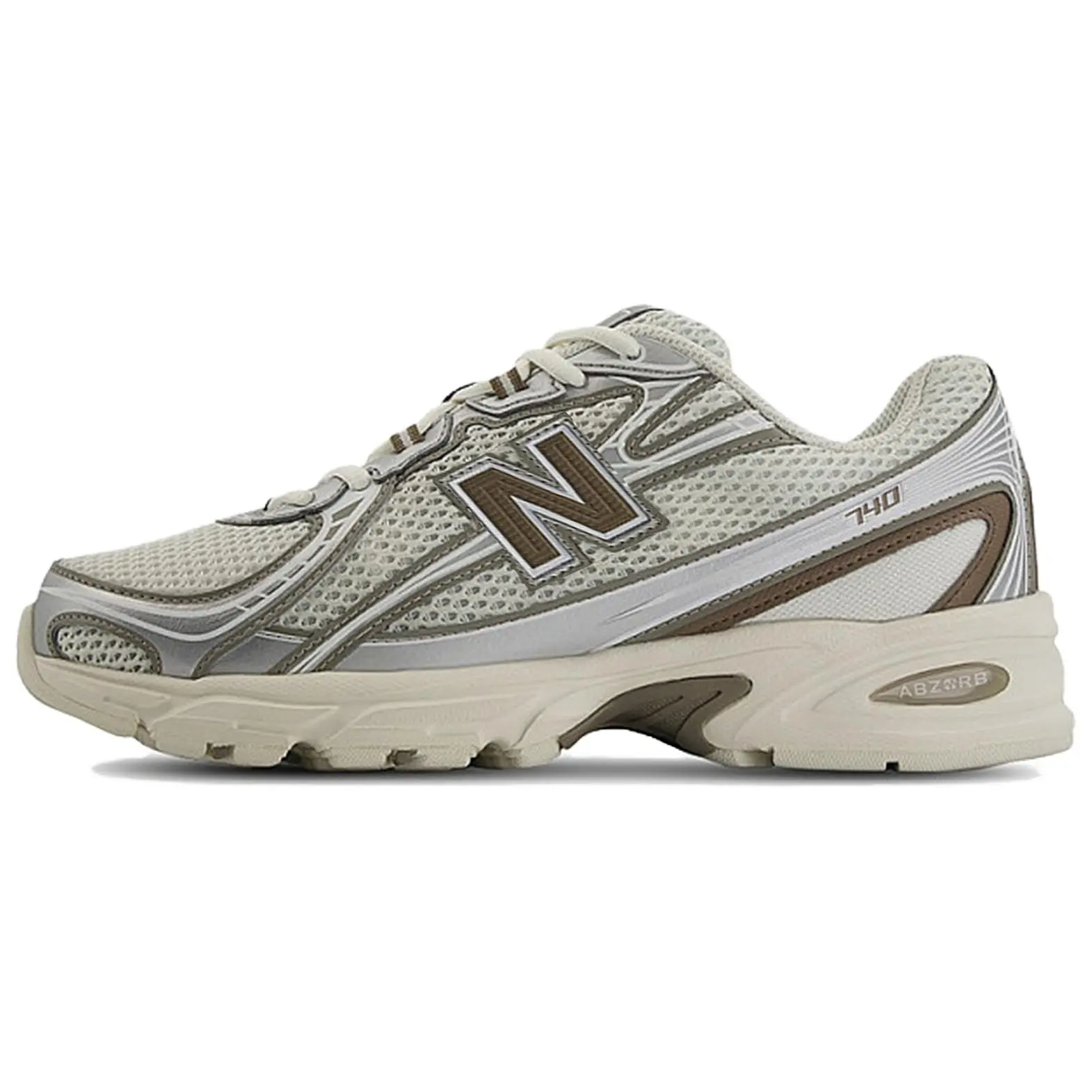 New Balance 740 'Sea Salt Mushroom' Men's Breathable Mesh Training Sneakers - Round Toe, Lace-Up, All-Season, Comfortable, Stylish, Breathable Sneakers, Mesh Sneakers
