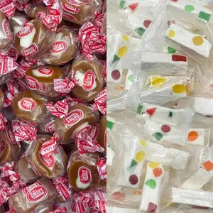 RICH & RICHERS Jujube Nougats & Goetze’s Caramel Creams 1lb Chewy Candy Mix Retro Nostalgic Fruity Nougat Rich Caramel Cream Snack