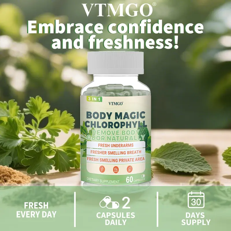 VTMGO Body Magic Chlorophyll  Capsule Healthcare Supplement - Natural Deodorant and Detox - Gut Support Healthcare Liver