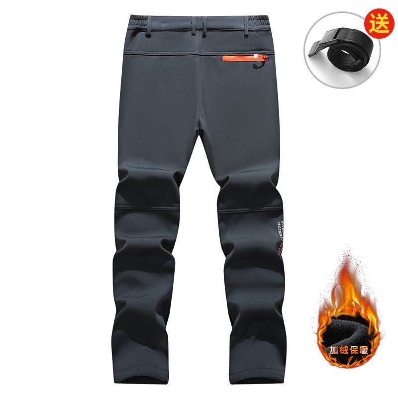 Men's Winter Fleece Lined Warm Pants Outdoor Hiking Durable Plush Spliced Design Multi-pocket Thermal Trousers with Adjustable Waist Men's Winter Fleece Lined Warm Pants Outdoor Hiking Durable Plush Spliced Design Multi-pocket Thermal Trousers with Adjustable Waist