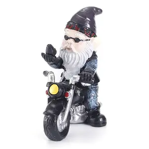Motorcycle Sculpture, Garden Gnome Riding Motorcycle Statue, Riding Motorcycle Funny Gnome Decoration, Dwarf Figurine, Motorcycle Sculpture, Home Decor Ornaments 4.9x2.3inch