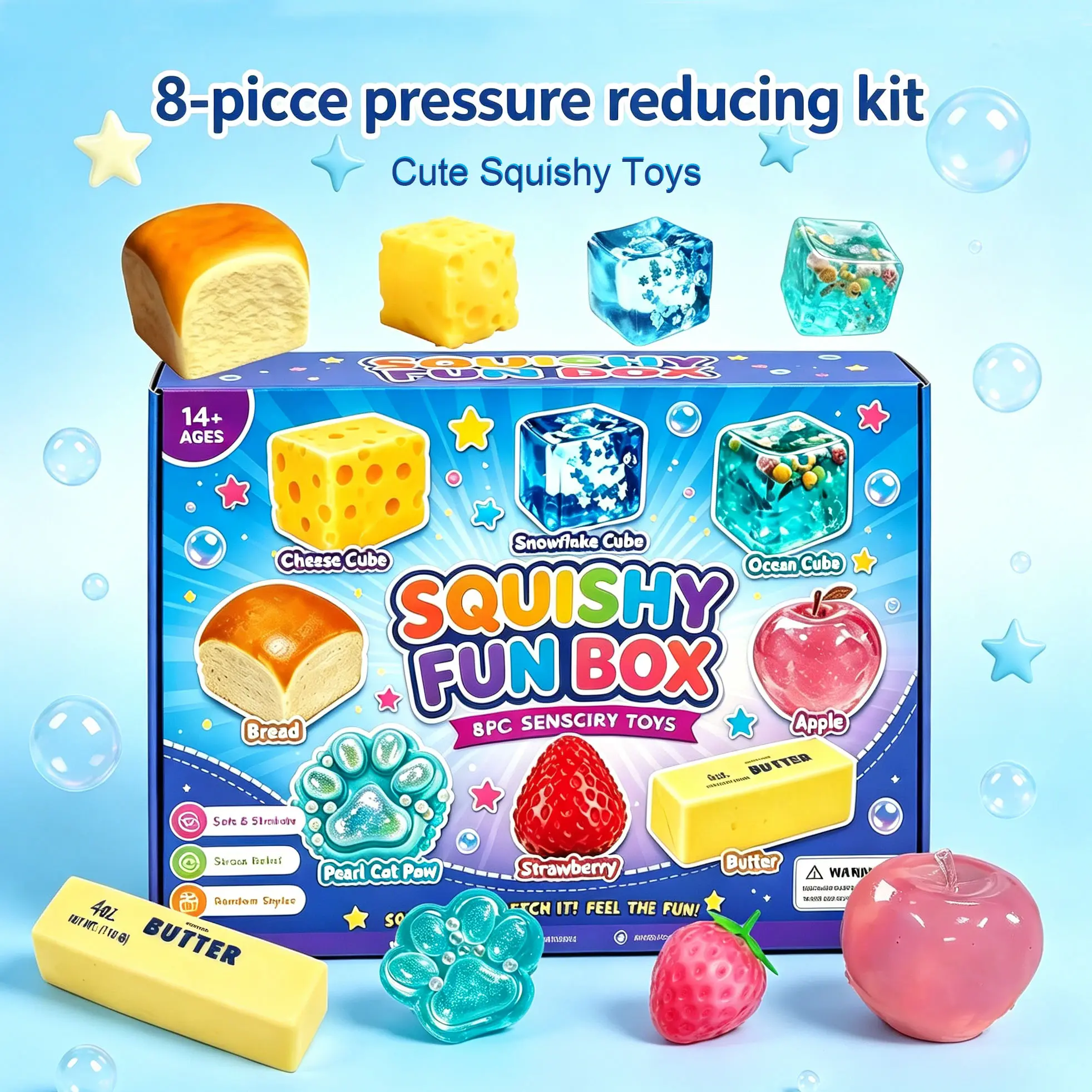 8-Piece Malt Sugar Squishies Toys Collectibles, Oddly Satisfying Sensory Kit Stress Relief Toys, Slow-Return Squishy Bundle with 8 Different Styles, Party Gift Ready