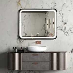 YYDS 40X32 inch Bathroom Led Classy Vanity Mirror with High Lumen,Black metal frame,Dimmable Touch,Wall Switch Control, Anti-Fog ,CRI 95 Adjustable 3000K-4500K-6000K ,IP54 Waterproof Energy savin