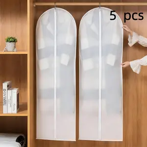 5 Piece Clothing Dust Cover Set, Transparent Zipper Dustproof Suit Bag, Wardrobe Storage Moisture Proof, Durable Home Essentials