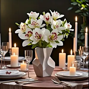 10-piece Artificial Orchid Bouquet Set - These Faux White Phalaenopsis Orchids Are Perfect for Weddings, Engagements, Valentine's Day, and All Kinds of Events. They Are Perfect for Indoor and Outdoor Decoration with Bright Colors.