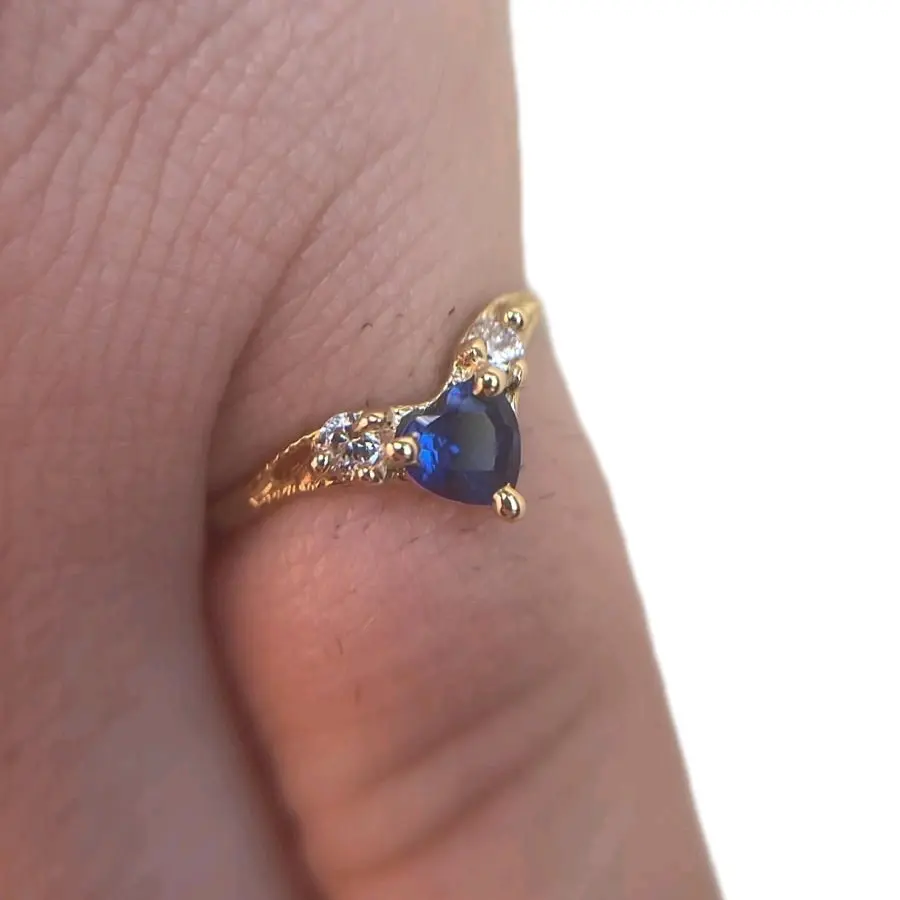 Women's Anillos de Mujer with Blue Stone and Gold Plated Design for Everyday Wear Elegant Fashion Accessory