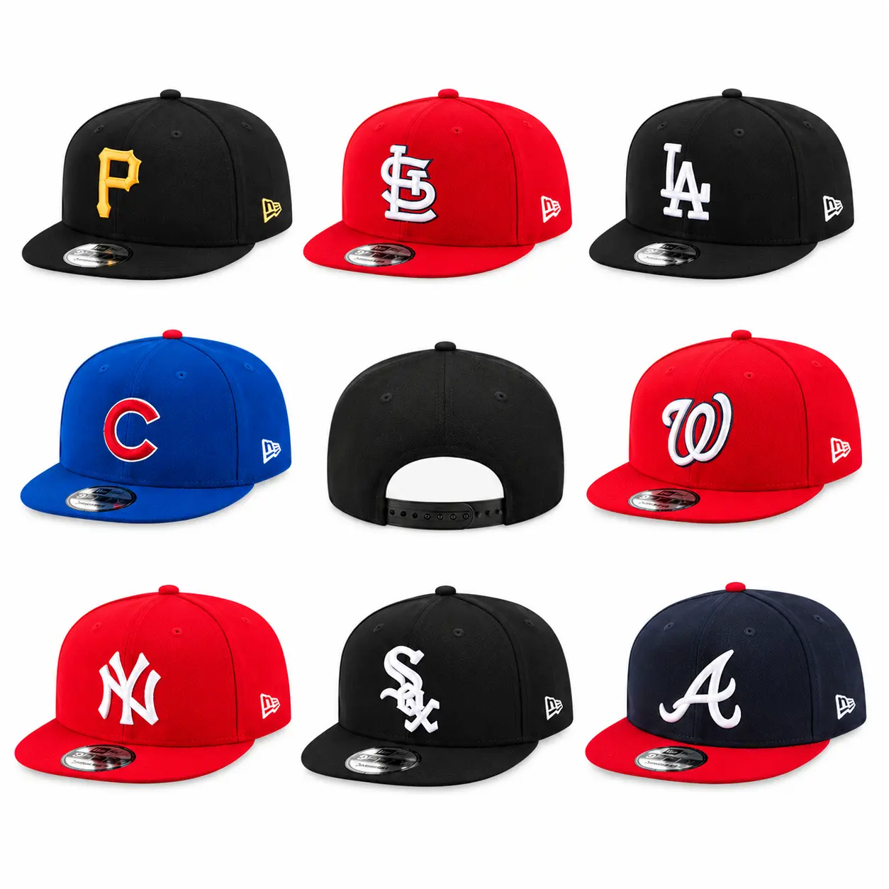 New Era 59FIFTY MLB Yankees Reds Cubs Dodgers Braves White Sox Pirates Cardinals Nationals Baseball Cap, Flat Brim Design, Classic Hip-Hop Streetwear, Timeless Look