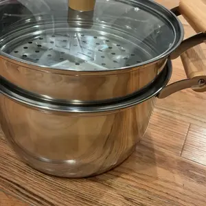 Stock Pot with Heat Resistant Handle Single & Double Layer Steam and Boil Cooking Pot in Stainless Steel No Coating Easy Clean for Kitchen Daily Cooking tiktokshopspringglowup