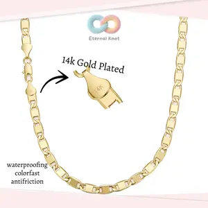 14K Gold Plated Figaro Chain Necklace 6mm 20/24 Inch Italian Cuban Link Anti-Tarnish Hypoallergenic Classic Men's Women Jewelry Gift