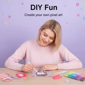 Complete Melt Bead Set with Tools, Ideal for Handmade Pixel Art Creation, DIY Craft Supplies, Perfect for Artists and Hobbyists