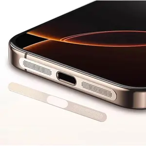 Metal Dustproof Net Sticker for iPhone 16 Pro Max, Earpiece Speaker Hole Anti-dust Mesh Protector Compatible with iPhone 16 15 14 13 12 Series - Desert Titanium 4 Pcs