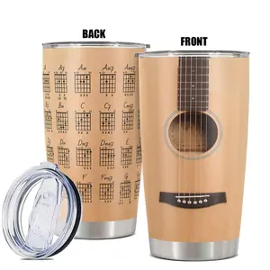 Guitar Pattern Tumbler, 1 Count Stainless Steel Insulated Cup, Durable Water Bottle for Hot and Cold Beverages, Gift for Musicians and Music Lovers, Drinkware