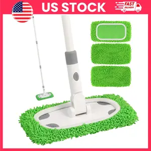 Reusable Microfiber Floor Mop System, Wet & Dry Sweeper Mop Kit with 3 Washable Chenille Mop Pads, 360° Flat Floor Mop for Hardwood, Tile, Laminate & Vinyl Floors, Lightweight Cleaning Mop | dust mop,microfiber sweeper,360 swivel mop,home cleaning mop