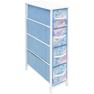 Trendy Tie-Dye Print Drawers on Sorbus 4-Drawer Narrow Storage Tower for Nursery, Playroom, or Bedroom night  stand