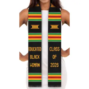 Educated Black Woman Class of 2026 Authentic Handwoven Kente Cloth Graduation Stole Educated Black Woman Class of 2026 Authentic Handwoven Kente Cloth Graduation Stole