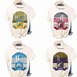 Vintage All Team Football T-shirt, Retro Style Team Graphic Tee, Trendy Streetwear Top, Comfortable Casual Outfit, Great Gift Idea For College Football Lovers