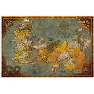 Canvas Wall Art Westeros And Essos World Map Art Poster Printing Home Wall Art Decor Print Canvas for Living Room Bedroom Office Gift Unframe-style 36x24inch(90x60cm) Ornaments Decoration