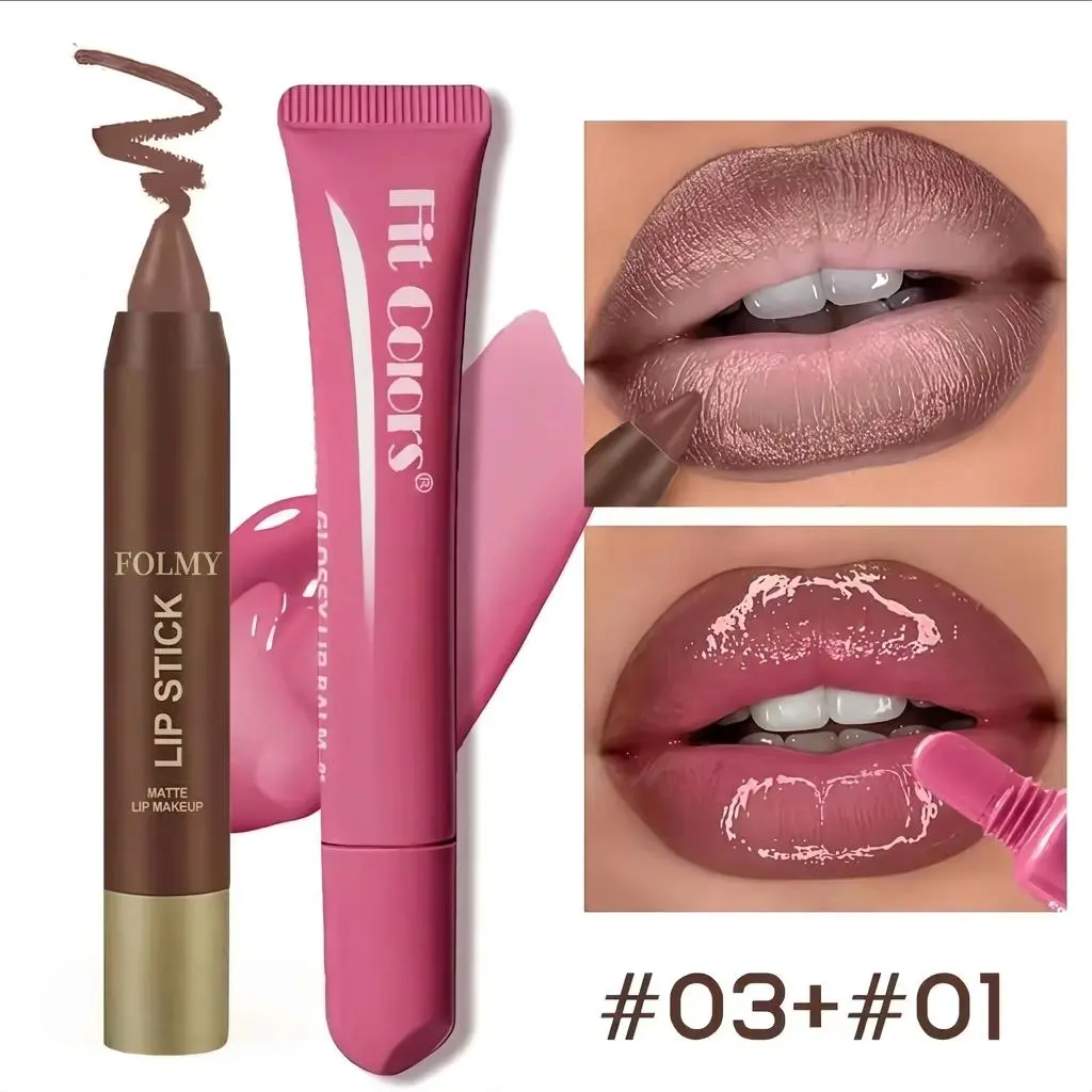 Cosmetic Lip Liner & Lip Oil Set - Single Stick Makeup, Smooth Texture, Rich Color, Layerable, Glossy, Hydrating, Moisturizing, Suitable for Daily & Special Occasions