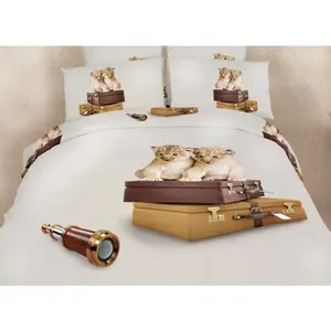 212 MAIN 4-Pieces Reversible Baby Leopards Animal Print Bedding Set - Twin Size Duvet Cover and Sheet Set, Four Pieces