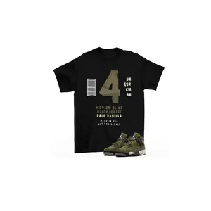 Box Label Olive Shirt to Match Jordan 4 Craft Medium Olive FB9927-200 T shirt Black Casual Menswear 3000 BC clothes