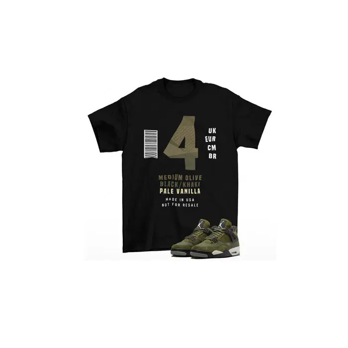 Box Label Olive Shirt to Match Jordan 4 Craft Medium Olive FB9927-200 T shirt Black Casual Menswear 3000 BC clothes