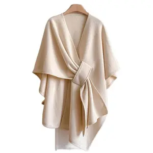 Women's Solid Color Cape Shawl, Casual Soft Shawl, Casual Elegant Wrap Shawl for Daily Wear, Fashion Accessories for Women & Girls Womenswear Clothes Costume Flat Jackets Style Thick