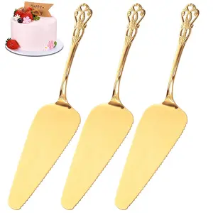 3Counts Vintage Palace Style Cake Servers, Elegant Desserts Pie Pizza Serving Tools, Durable Stainless Steel Baking Utensils for Home Party Wedding Birthday