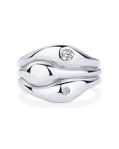 Urban Trendly Rhodium Plated Stackable Rings CZ Women
