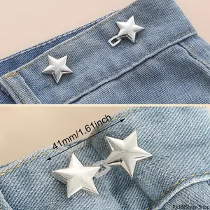 Star Shaped Adjustable Jeans Waist Buckle, No Sew Pant Skirt Waist Tightener, Reusable Snap Fastener For Loose Clothing Resizing