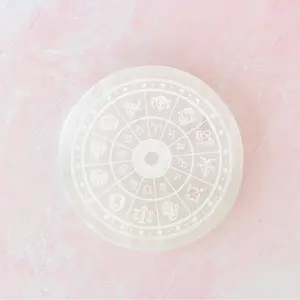 Selenite Plate With Zodiac Signs | Charge Your Crystal Bracelets