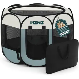 Dog Cat Playpen, Portable Puppy Pet Crate Indoor for Small Dogs Cats Rabbits, Foldable Dog Cage Enclosure for Outdoor, Pop Up Dogs Tent Kennel with Carrying Case, Grey