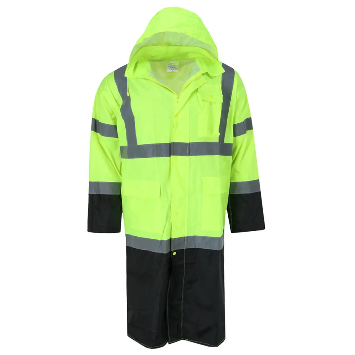 M.G.I. Adult High Visibility Long Raincoat with Foldable Hood, Rain Jackets