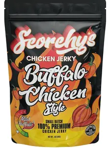 Scorchy’s Jerky Spicy Buffalo Chicken Jerky - High Protein Snacks - Spicy Chicken Snacks - Low Calorie & Low Fat Handcrafted Snacks 3oz - 1 Pack