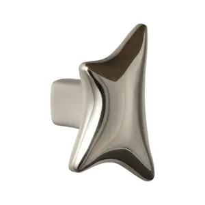 Goo-Ki 1 Pack Polished Nickel Irregular Knob - Creative Solid Brass Starburst Handle for Modern Cabinets