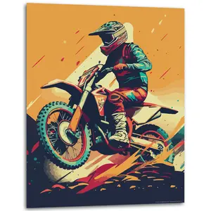 “Jumps” - Abstract Dirt Bike - Motocross Poster - Dirt Bike Poster for Room - Cool Classic Poster - (Unframed) - 11x14 Inches