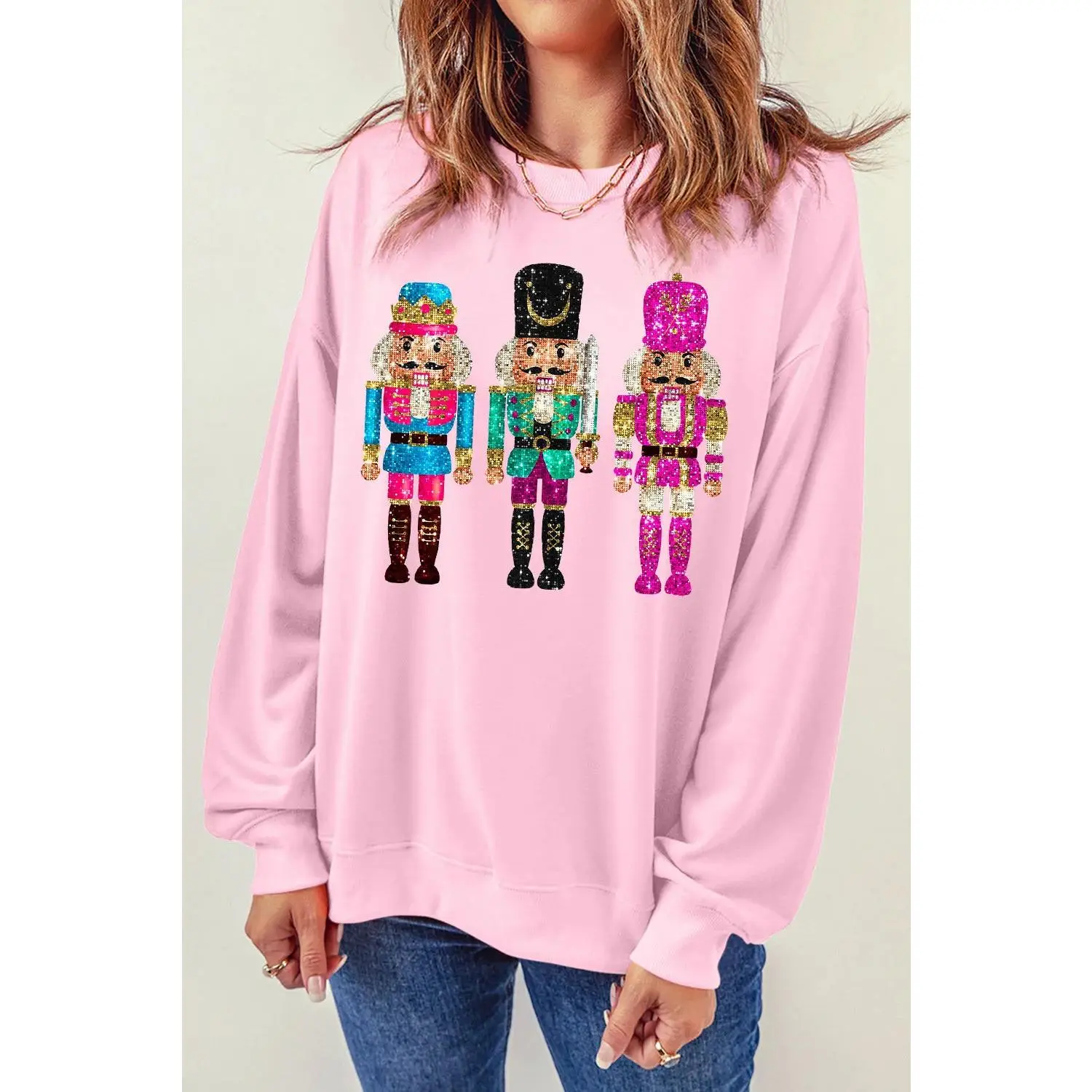 Nutcracker Graphic Round Neck Long Sleeve Sweatshirt