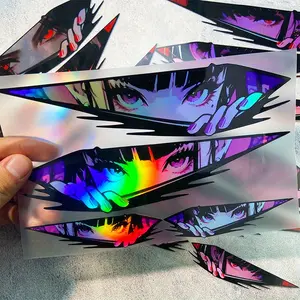 1SET Daily Anime Cyber Decor Sticker, Motorcycle Stickers (for motorcycle helmet/subculture water bottle) Holographic logo elements, add rebellious & edgy texture