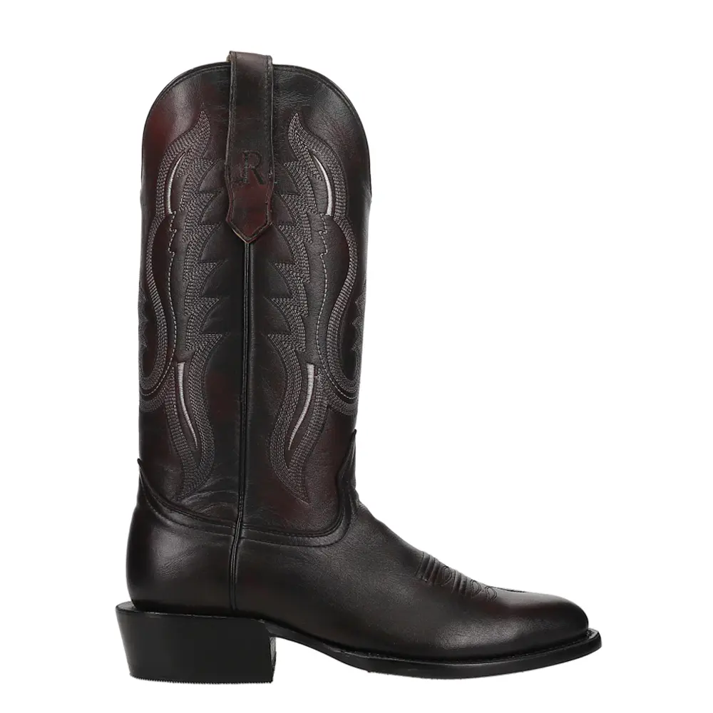 R. Watson Boots Mens Brush Off Medium Embroidered Round Toe  Casual Boots Mid Calf - Black