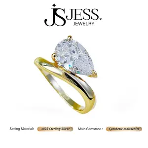 【#128】2ct Pear Cut Real Synthetic Moissanite Solitaire Ring S925 Sterling Silver D Color VVS Jewelry Perfect Anniversary Birthday Gift for Women