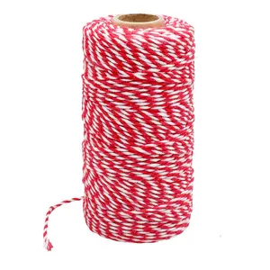 Gift Twine String 328 Feet Cotton Bakers Twine Crafts Christmas Twine Durable Packing String - Red and White