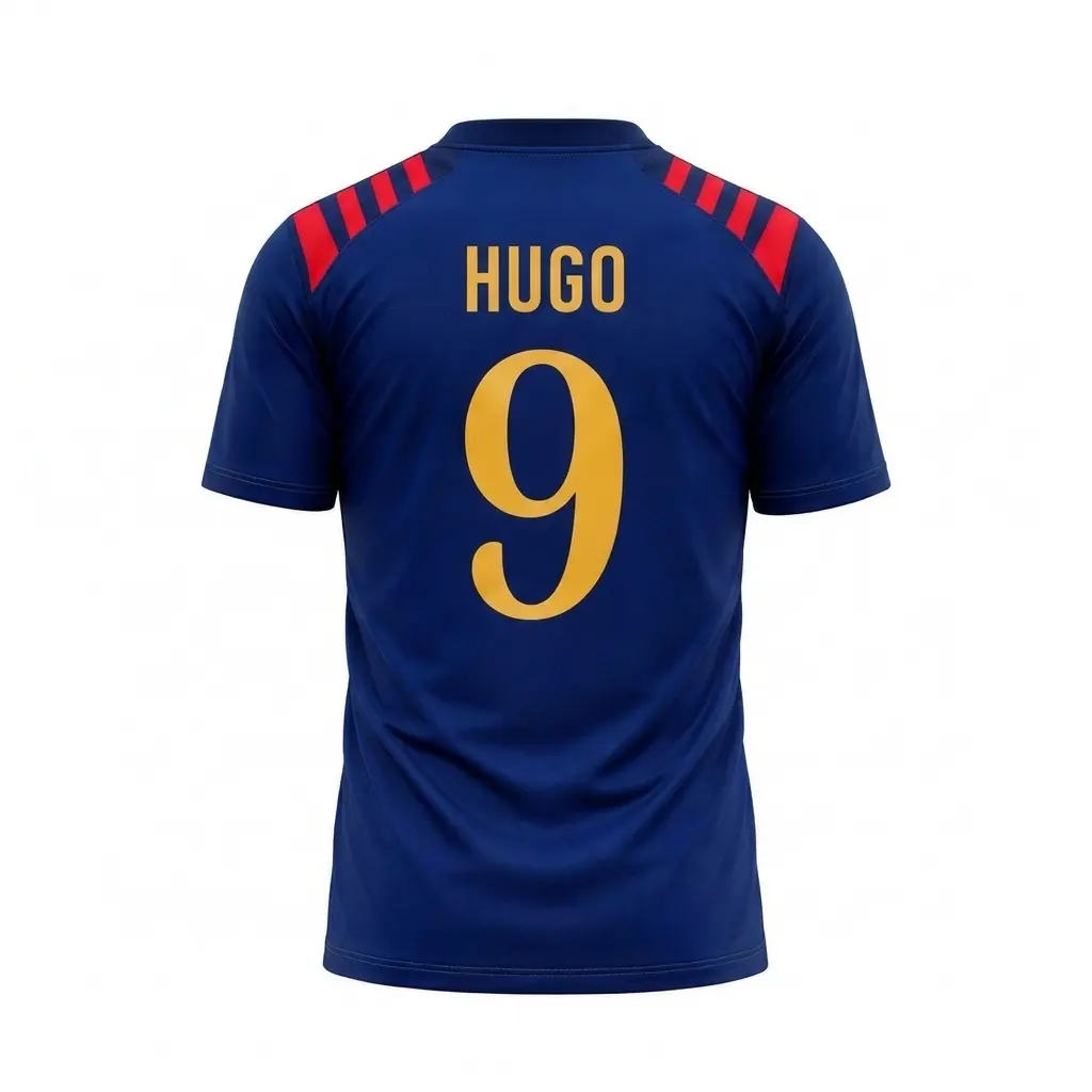 Blue Lock Hugo 9 Shirt, Mens Blue V-Neck Short Sleeve Athletic Top, Breathable Moisture Wicking, Match Day Fan Apparel Activewear, Casual Streetwear Gift