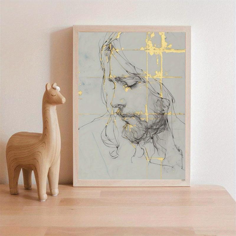 A Picture of Jesus with a Beautiful Face, Full of Grace And Harmony, Unframed Canvas Painting, 30.48cm X 40.64cm, 1pc