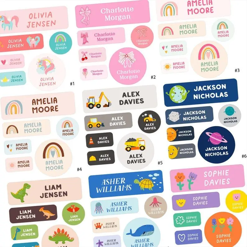 Waterproof Daycare Labels, Custom Name Stickers Dishwasher Safe, Custom Name Labels Vinyl, Personalized School Labels, Camp Labels Sticker Sheets travelessentials