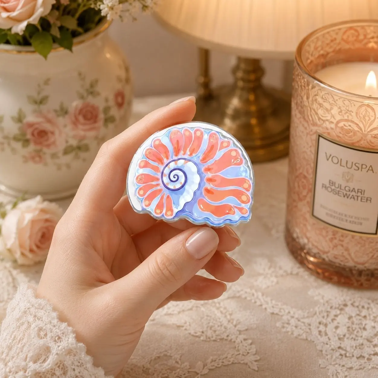 Nautilus Shell Phone Grip | Coastal Ocean Phone Holder | Beach Aesthetic Phone Stand