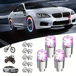 4pcs Colorful Spinner Bike Wheel Lights - Easy Install, Durable PVC, Battery-Powered Tire & Hub Decorations (1 Pair)