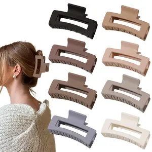 Hair Clip for Women Thick Thin Hair - 8 count Matte Claw Clips Medium Rectangle Claw Clip  Hold Cute Jaw Clip Hair Styling Accessories