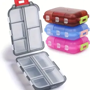 Portable Weekly Travel Healthcare Medicine Box, Pocket Pill Organizer, Vitamin Fish Oil Compartment Container, Suitable for Wallet Storage